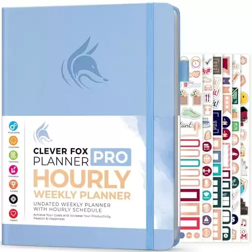 Clever Fox Planner PRO Schedule – Undated Weekly & Monthly Life Planner with Time Slots, Appointment Book & Daily Organizer, A4 (Periwinkle)